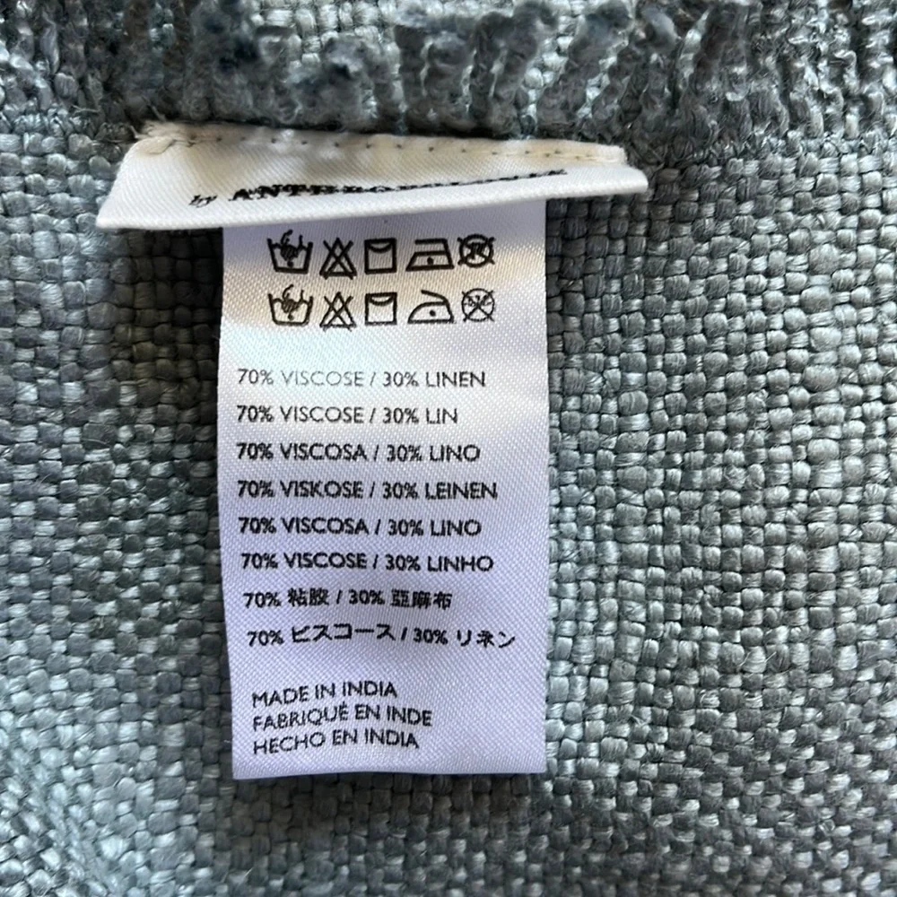 Anthropologie Pair of Lux Linen Blend Curtain Seafoam NWT
